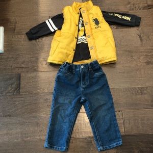 USPA matching long sleeve shirt, vest & jeans 24M